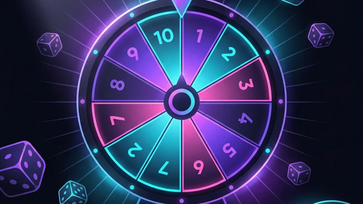 Random number spinning wheel with numbers 1 through 10