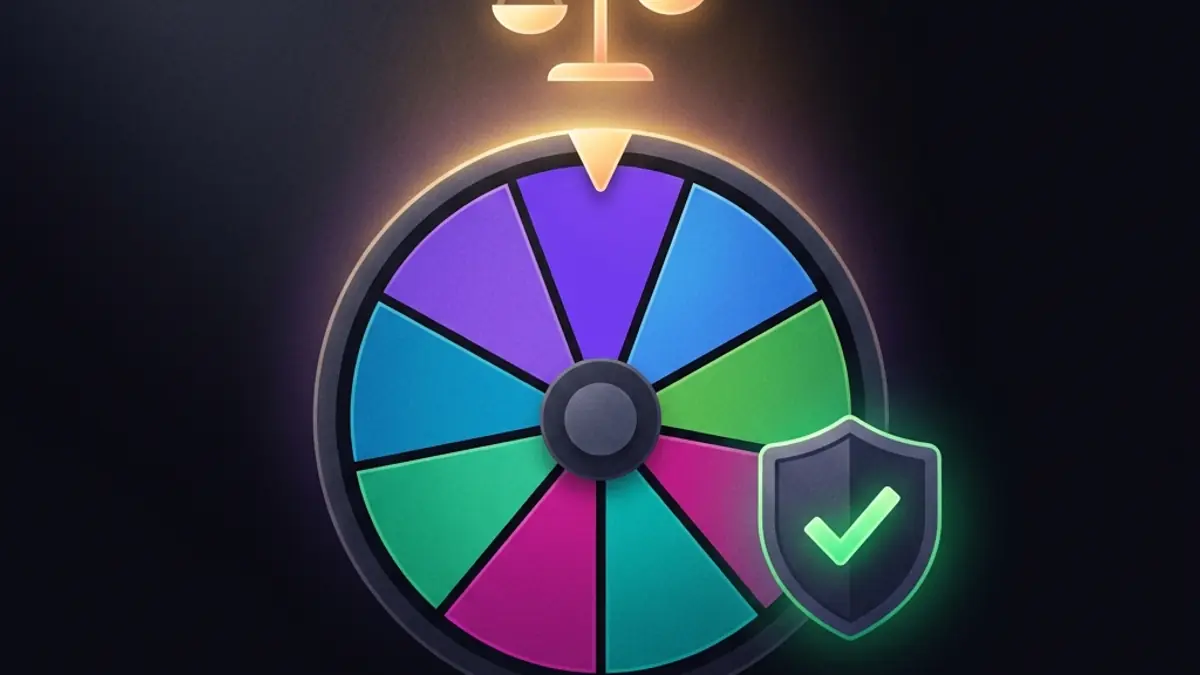 Fair random student picker wheel with balance scales