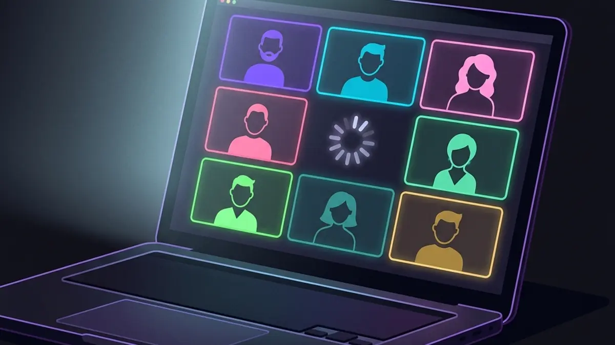 Spinning wheel overlay on a video call grid