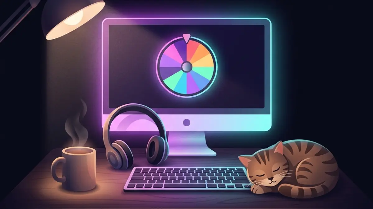 Home office desk with icebreaker wheel on monitor and coffee mug